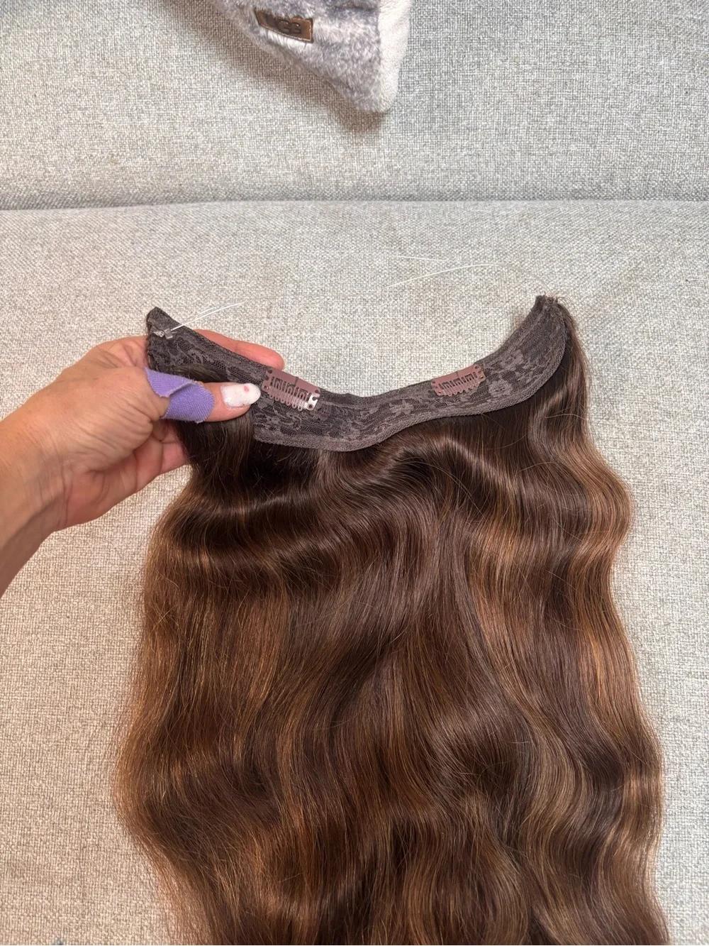 Hair halo made of 💯 virgin human hair (18”) Invisible Weft